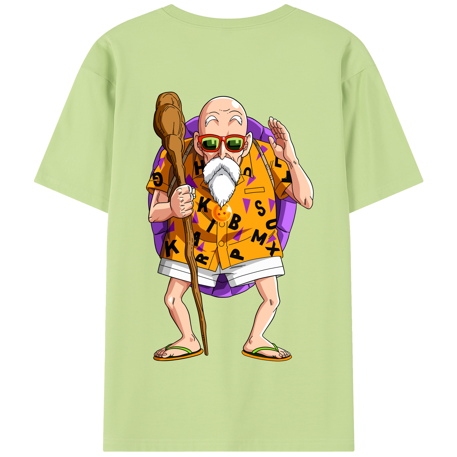（画像用） ドラゴンボール 亀仙人（かめせんにん） DRAGON BALL Master Roshi Kame Sennin 綿100％半袖Tシャツ（背面プリント）